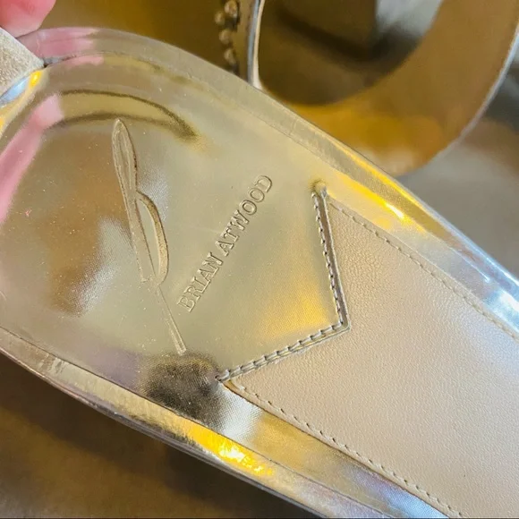 B BRIAN ATWOOD Metallic Studded Ankle Wrap Kendall Sandal - Picture 8 of 10